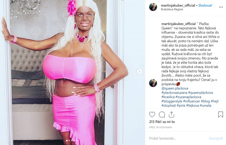 Martin Jakubec na adresu Zuzany Plačkovej